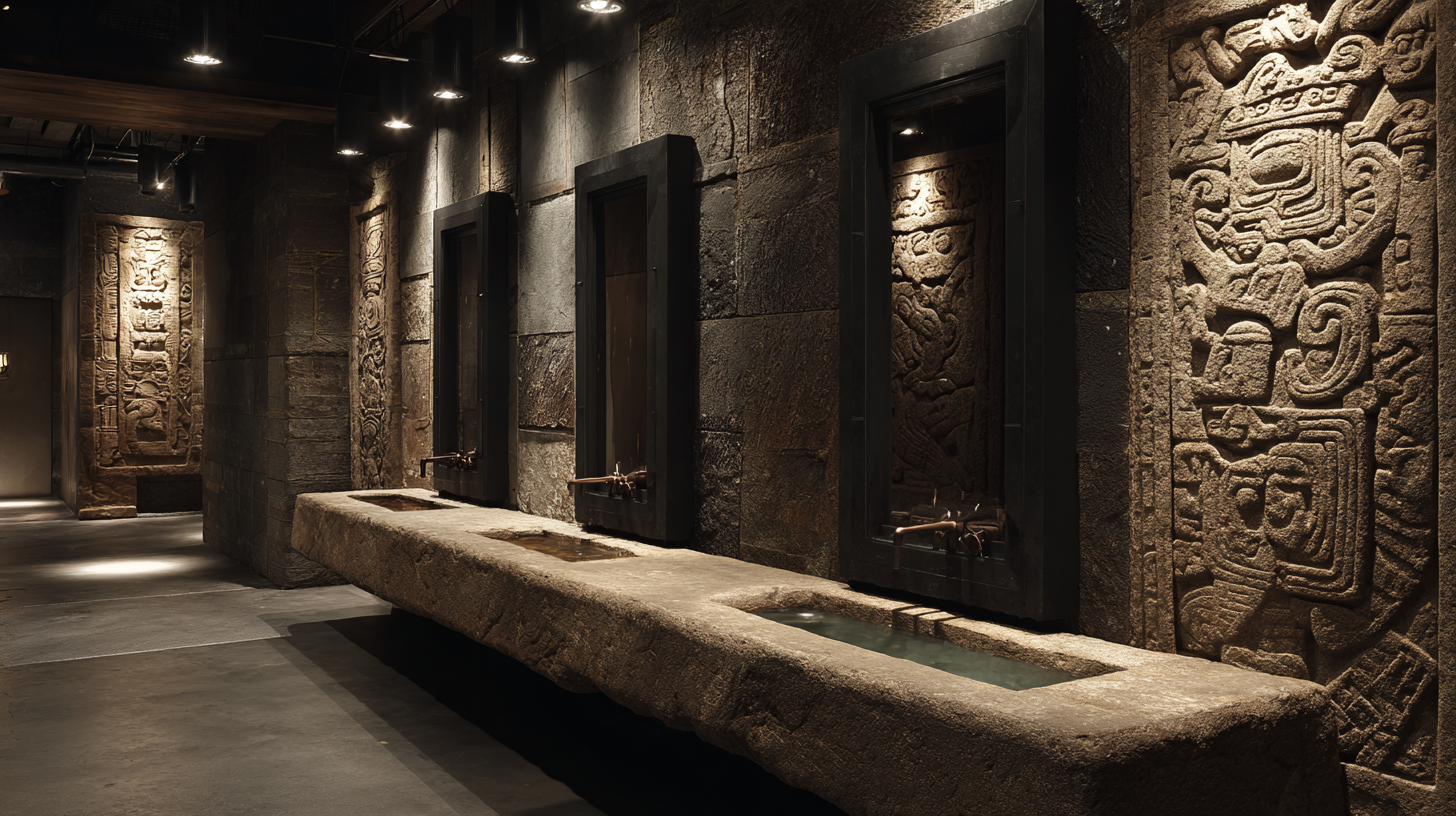 Carved stone wash basins
